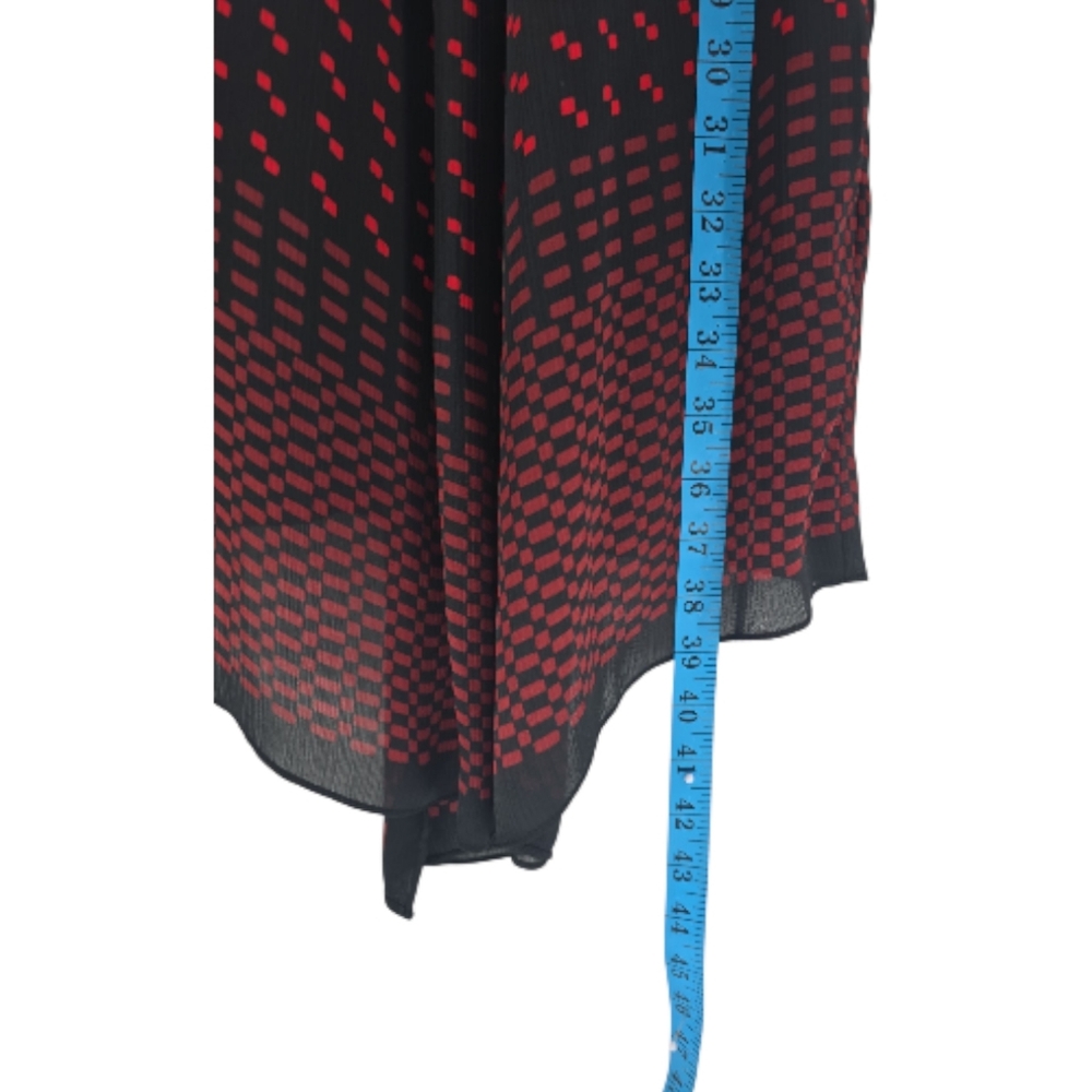 Club Monaco Tarteen Scarf Print Dress 6 Burgundy & Black Asymetrical Hemline - Picture 8 of 9